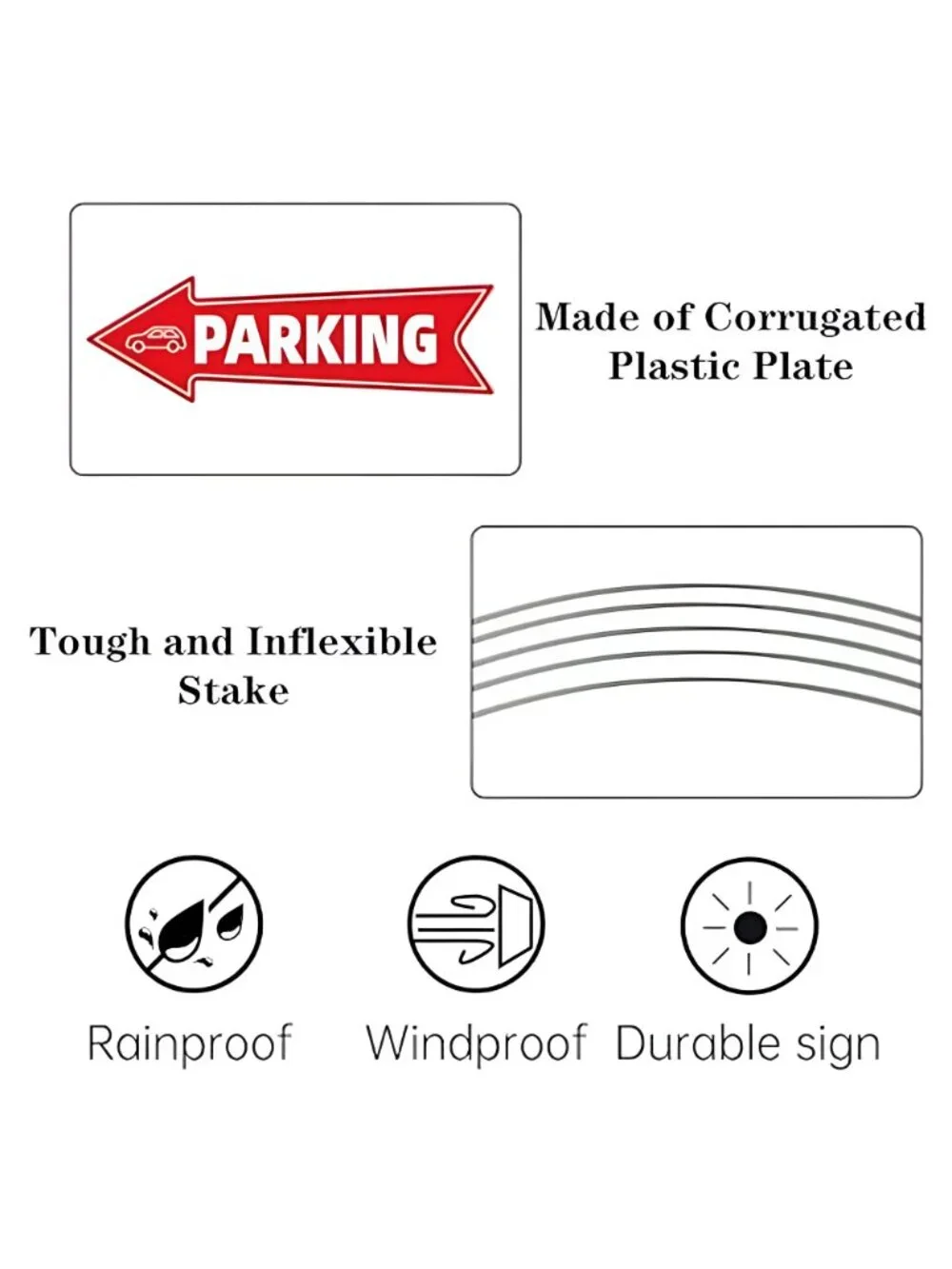 16 X 5 Inch Directional Parking Signs with Arrows - Durable Corrugated Plastic